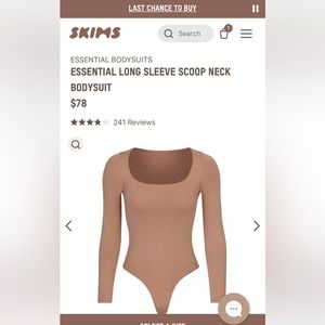 Skims new without box. Size Lg/xl Essential long sleeve scoop neck bodysuit